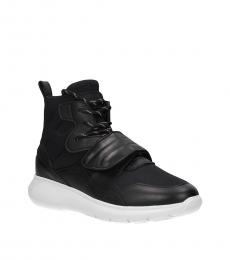 Black Fabric High Top Sneakers