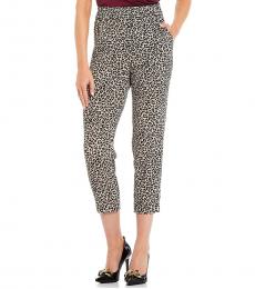 Leopard Print Textured Pull-On Pants