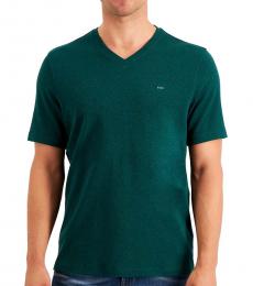 Bottle Green Solid V-Neck T-Shirt