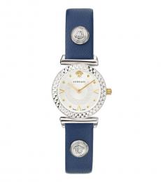 Versace Blue Silver Round Dial Watch