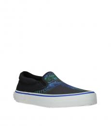 Black Electric Blue Slip On Sneakers