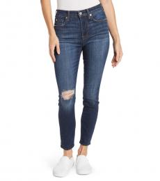 7 For All Mankind Navy Blue Ankle Cut Jeans