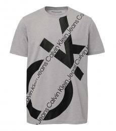 Calvin Klein Boys Light Grey Logo Taping T-shirt