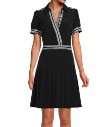 Karl Lagerfeld Black Striped Pleated Mini Dress