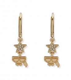 Karl Lagerfeld Golden Crystal Logo Drop Earrings