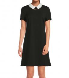 Karl Lagerfeld Black Contrast Collar Knit Minidress