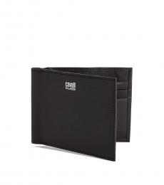 Cavalli Class Black Textured Clip Bifold Wallet