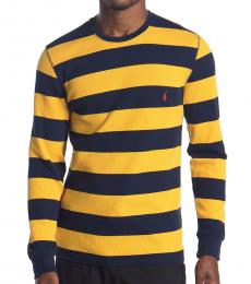 Ralph Lauren Yellow Waffle Knit Thin Stripe Sweater