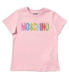 Moschino Girls Pink Multicolor Logo T-Shirt