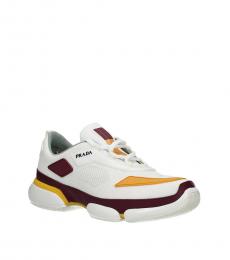 Prada White Saffron Fabric Sneakers