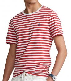 Red Slim Fit Striped Jersey T-Shirt