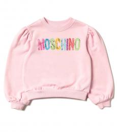 Girls Pink Multicolor Logo Sweatshirt