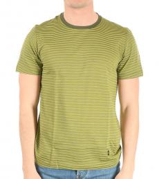 Corneliani Green Crew Neck Striped T-Shirt