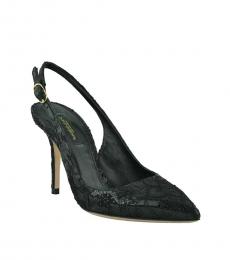 Dolce & Gabbana Black Slingback Laced Heels
