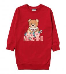 Moschino Girls Red Teddy Dress