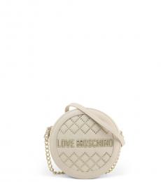 Love Moschino White Studded Round Mini Crossbody