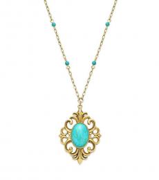 Ralph Lauren Gold Stone Pendant Necklace