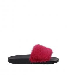 Givenchy Fuchsia Fur Strap Slides