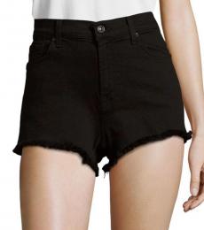 7 For All Mankind Black High Rise Cut Off Shorts