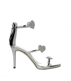 Giuseppe Zanotti Silver Alien Heart Embellished Heels