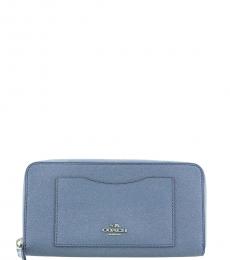 Coach Dusk Blue Accordion Zip Around Glitter Wallet