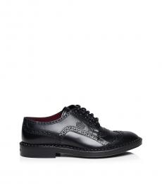 Dolce & Gabbana Black Wingtip Leather Lace Ups