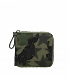 Valentino Garavani Green Front Detail Camo Card Holder