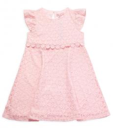 BCBGirls Little Girls Pink Lace Flutter-Sleeve Dress