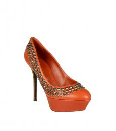 Sergio Rossi Brown Leather Studded Pumps
