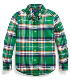 Ralph Lauren Little Boys Green/Orange Multi Plaid Shirt