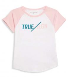 True Religion Girls White Colorblock Logo T-Shirt