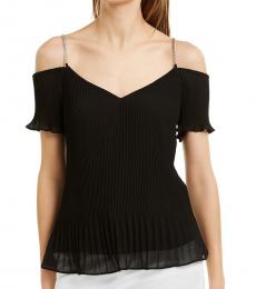 Michael Kors Desert Flower Pleated Chain-Strap Top