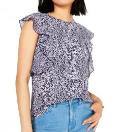 Michael Kors Dark Lavender Printed Ruffled Blouse