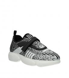 Black White Velcro Closure Sneakers