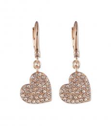 Rose Gold Crystal Heart Drop Earrings