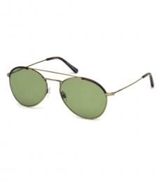 Antique Gold-Green Pilot Sunglasses
