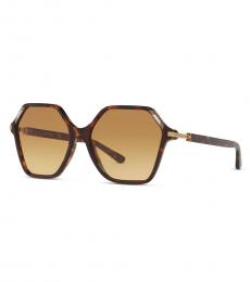 Tory Burch Dark Tortoise Brown Geometric Sunglasses