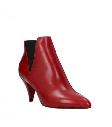 Celine Red Leather Booties