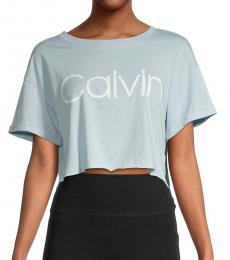 Calvin Klein Aqua Logo Cropped T-Shirt