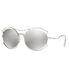 Miu Miu Silver Irregular Framed Sunglasses