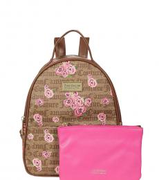 Brown Floral Small Backpack