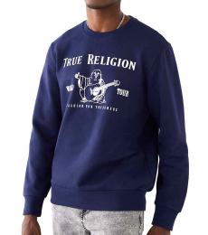 True Religion Navy Blue Buddha Crewneck Sweatshirt