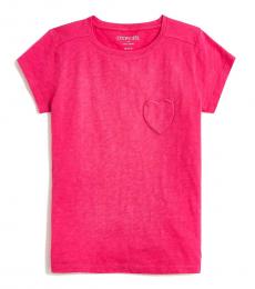 J.Crew Little Girls Crisp Begonia Heart Pocket T-Shirt