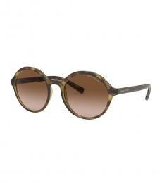 Armani Exchange Brown Gradient Round Sunglasses