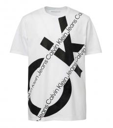 Boys White Logo Taping T-shirt