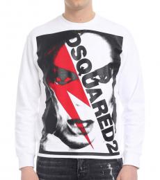 Dsquared2 White Bowie Print Cool Fit Sweater