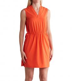 Calvin Klein Orange V-Neck Dress
