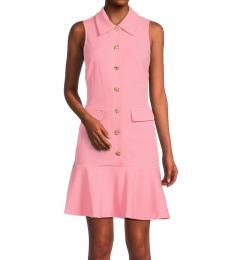 Karl Lagerfeld Pink Point Collar Sleeveless Minidress
