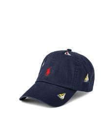Ralph Lauren Navy Blue Embroidered Sailboat Ball Cap