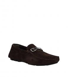Brown Logo Plaque Loafers